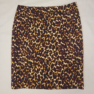 NWOT Animal Print Brown Black Pencil  Skirt With Pockets Size 8